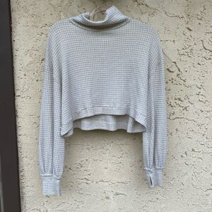 Free People Size small Cropped mock neck waffle knit long sleeve top